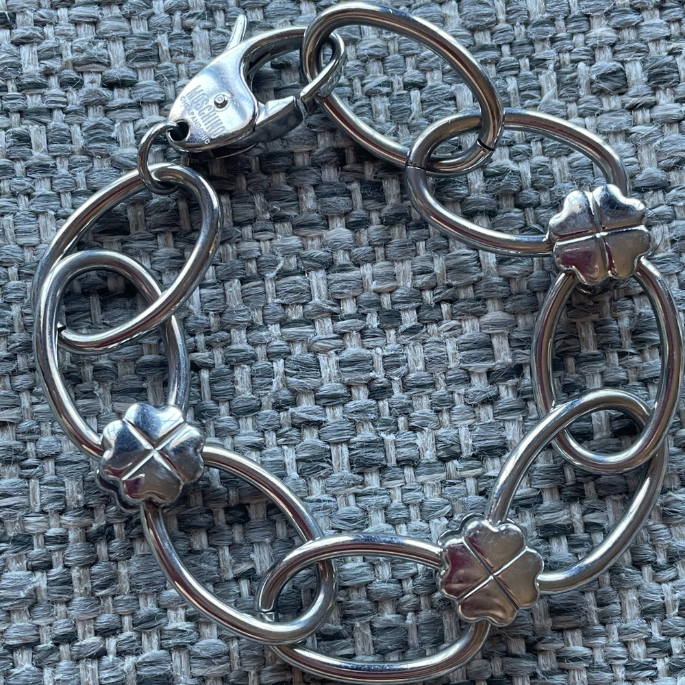 Silver Moschino 4 leaf clover bracelet